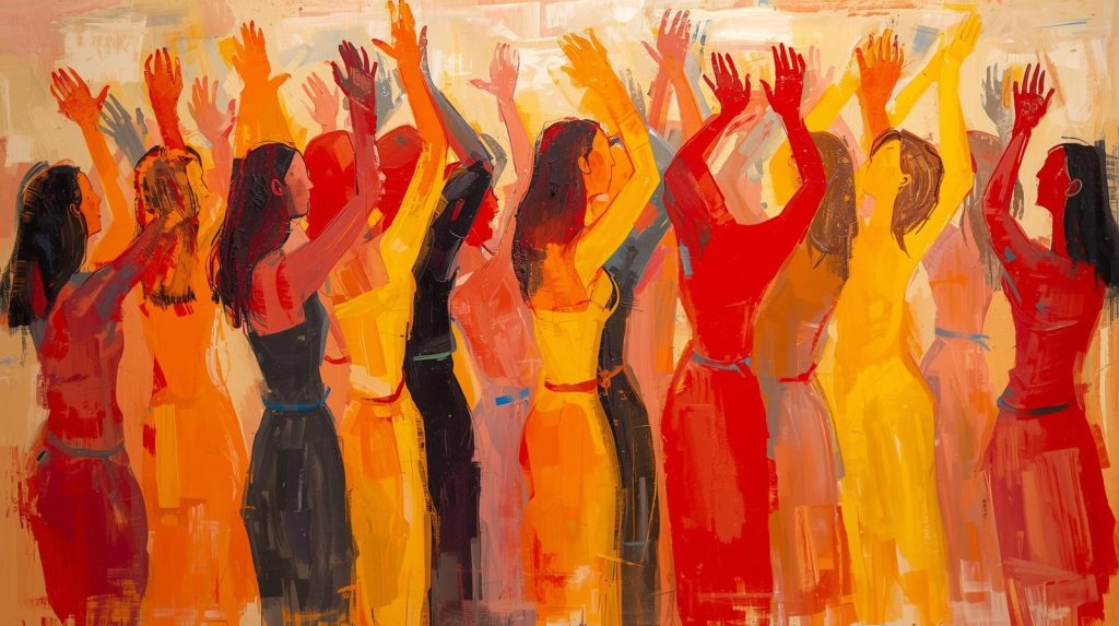 women supporting women conversation illustration